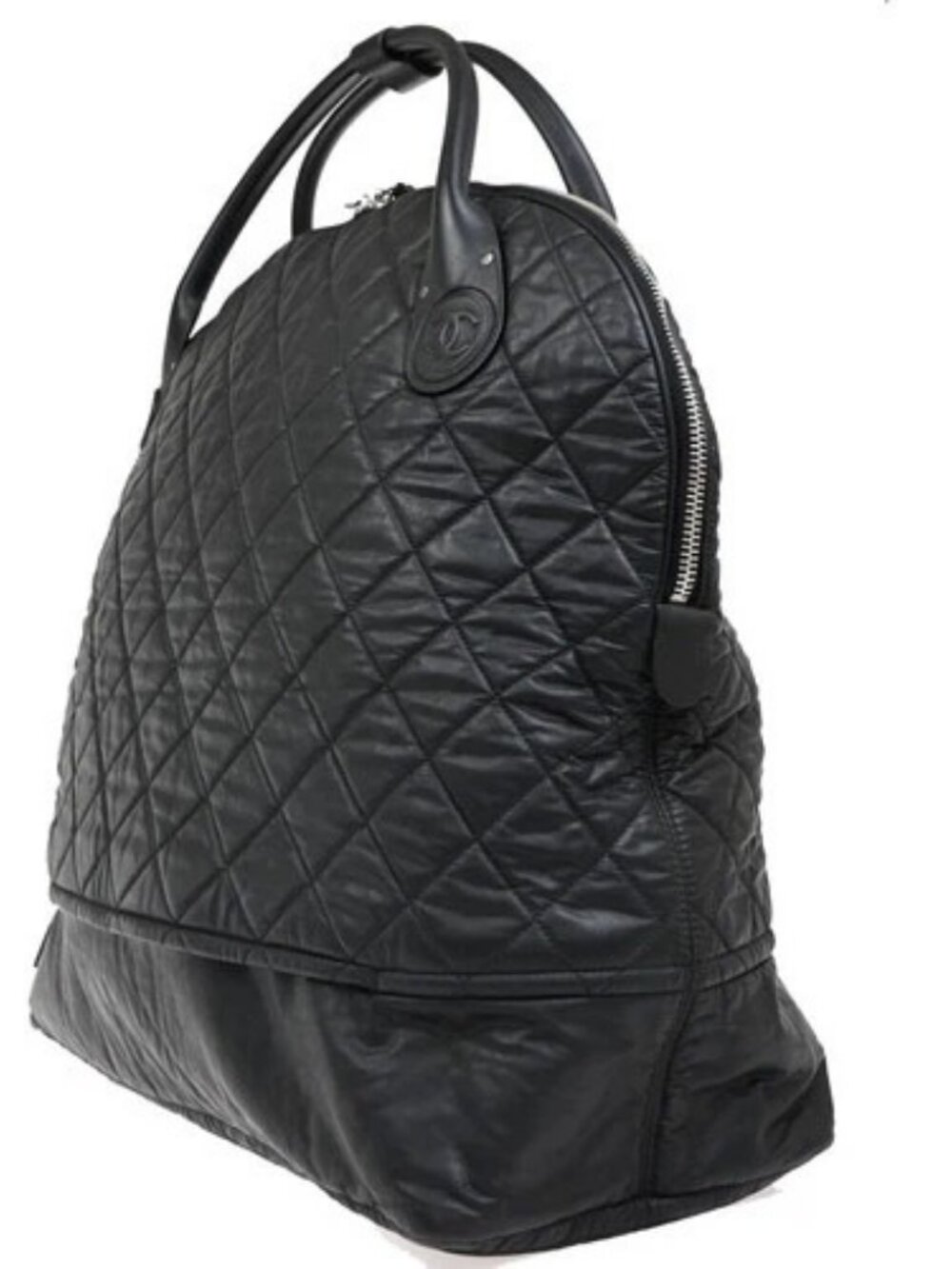 CHANEL CC Logo Coco Cocoon Travel Hand Bag Nylon Leather Black Italy 44RP154 - Picture 2 of 15